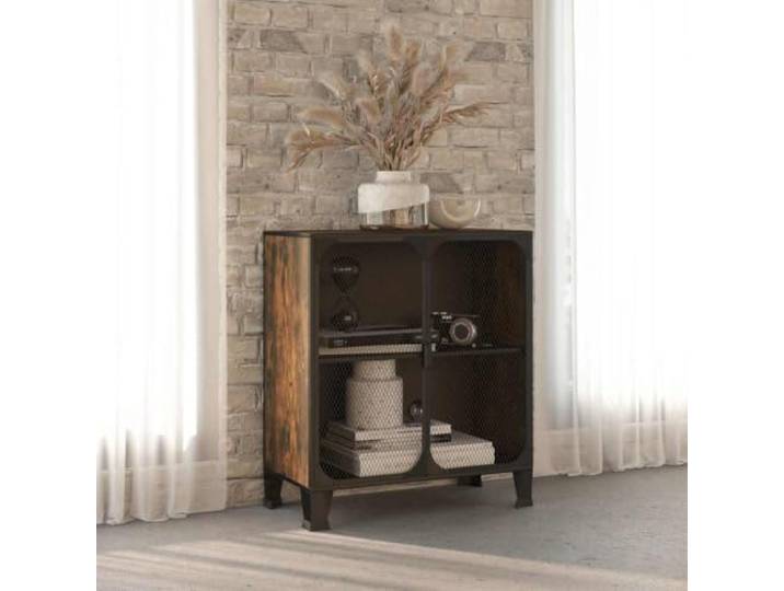 HPUYRFG Aufbewahrungsschrank Rustikal Braun 72x36x82 cm Metall MDF Urban-industrielles Design, Maschengitter-Türen, pflegeleichte Oberfläche, vielseitiger Stauraum, robuste Konstruktion