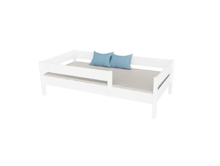 KidsComfort Kinderbett 90x180 cm Weiß mit Matratze und Rausfallschutz Kinderbett mit Rausfallschutz, Matratze und Lattenrost inklusive, Einstieg links oder rechts, ab 1,5 Jahren