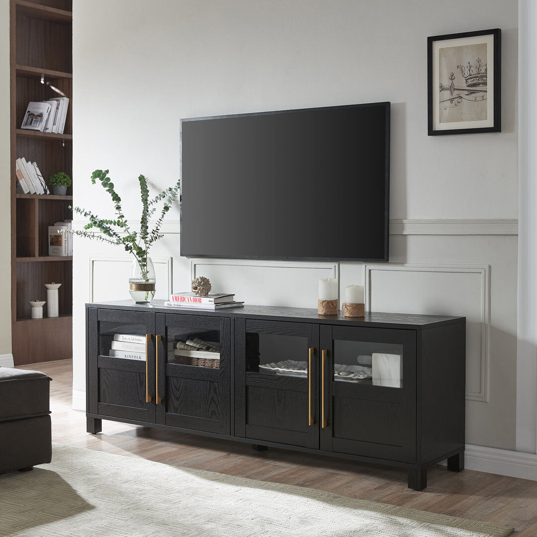Hudson&Canal Holbrook TV Stand for TVs up to 75" Black Grain 75"