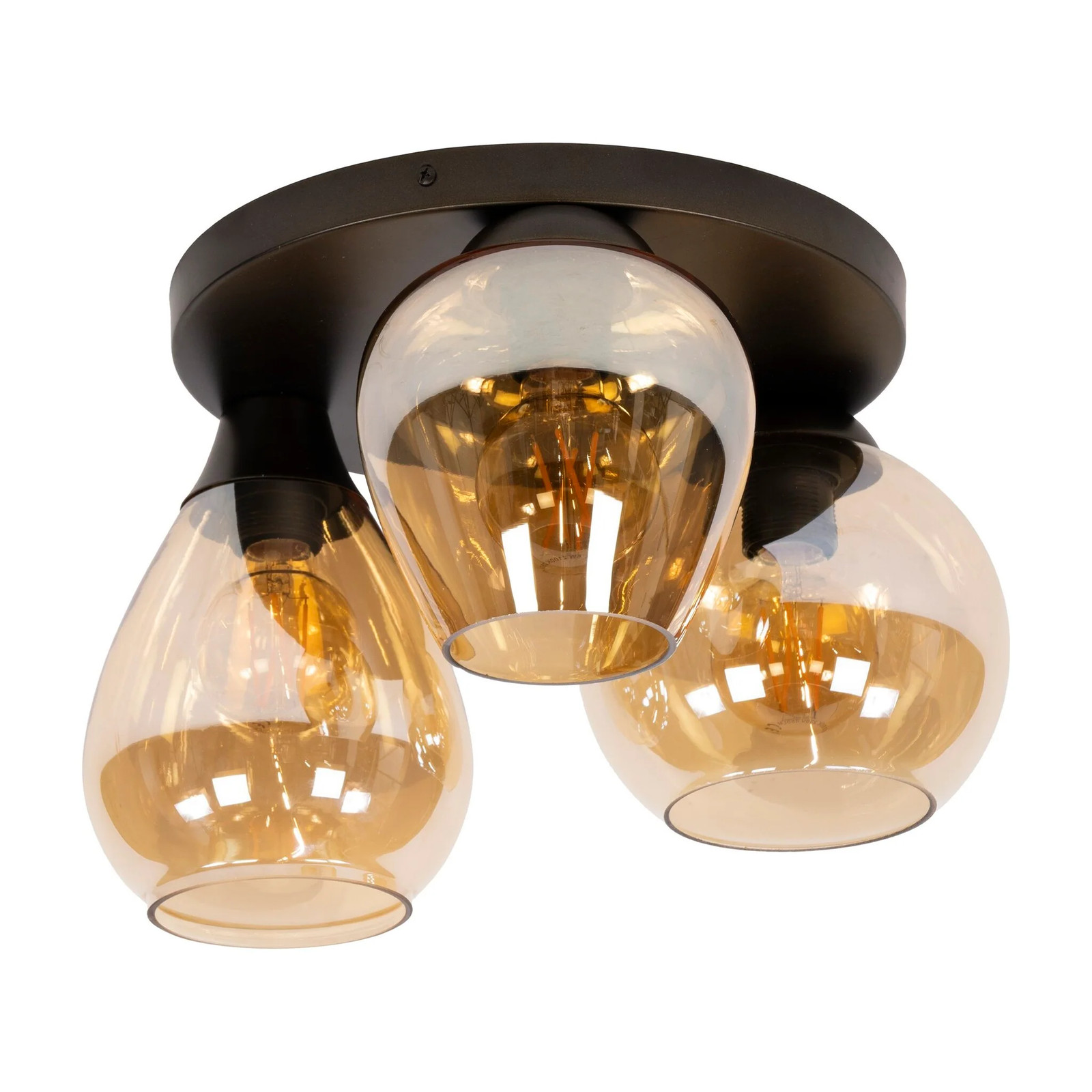 Nest of Nora Riko Plafondlamp - 3-lichts - Amberkleurig glas - Brons
