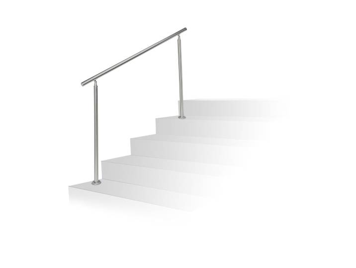 Treppengeländer Edelstahl 1,5 m 2 Pfosten ohne Querstangen Silber