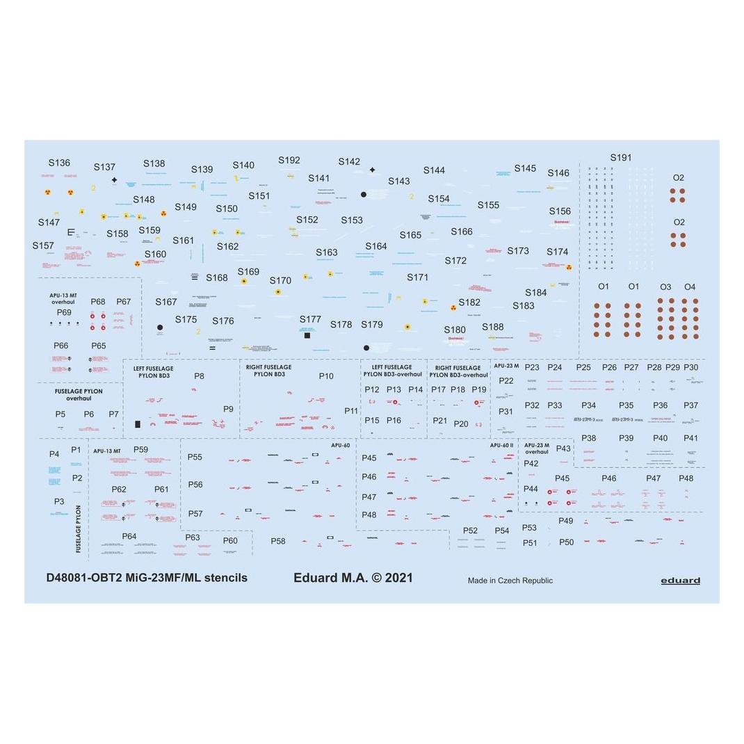 Eduard MiG-23MF/ML stencils 1/48 for TRUMPETER (D48081)