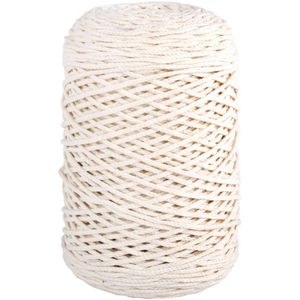 Rayher Häkelgarn 42009104 Braidy Recycling Garn 2 mm elfenbein, 250 g / 250 m, Nadelstärke 2-4, Baumwolle/Polyester