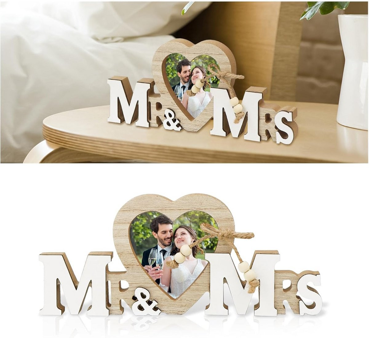 Houten Fotolijst Mr & Mrs voor Bruiloft, Verloving en Jubileum