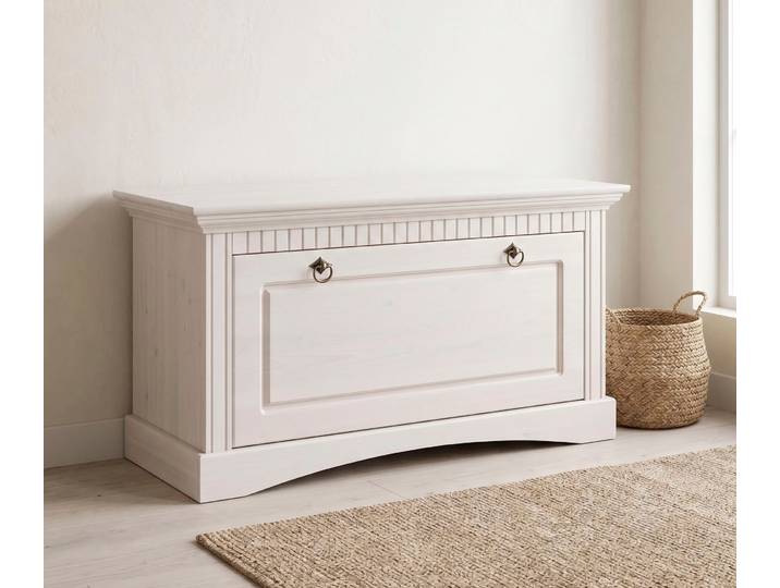Schuhtruhe OTTO HOME Rustic, Schuhbank, Dielenmöbel, Landhausstil , weiß, B:90cm H:49cm T:38cm, Massivholz, Truhen, Schuhtruhe, aus massiver Kiefer, Sitzhöhe 49 cm, mit Kassettenoptik