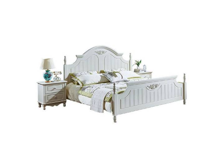 JVmoebel Bett Klassisches Landhausbett in Weiß mit Barock-Stil-Eleganz, Made in Europa