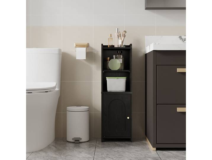 Armoire de salle de bain, armoire de toilette avec portes, étagère étroite pour salle de bain, étagères réglables, gain de place, pour salle de bain