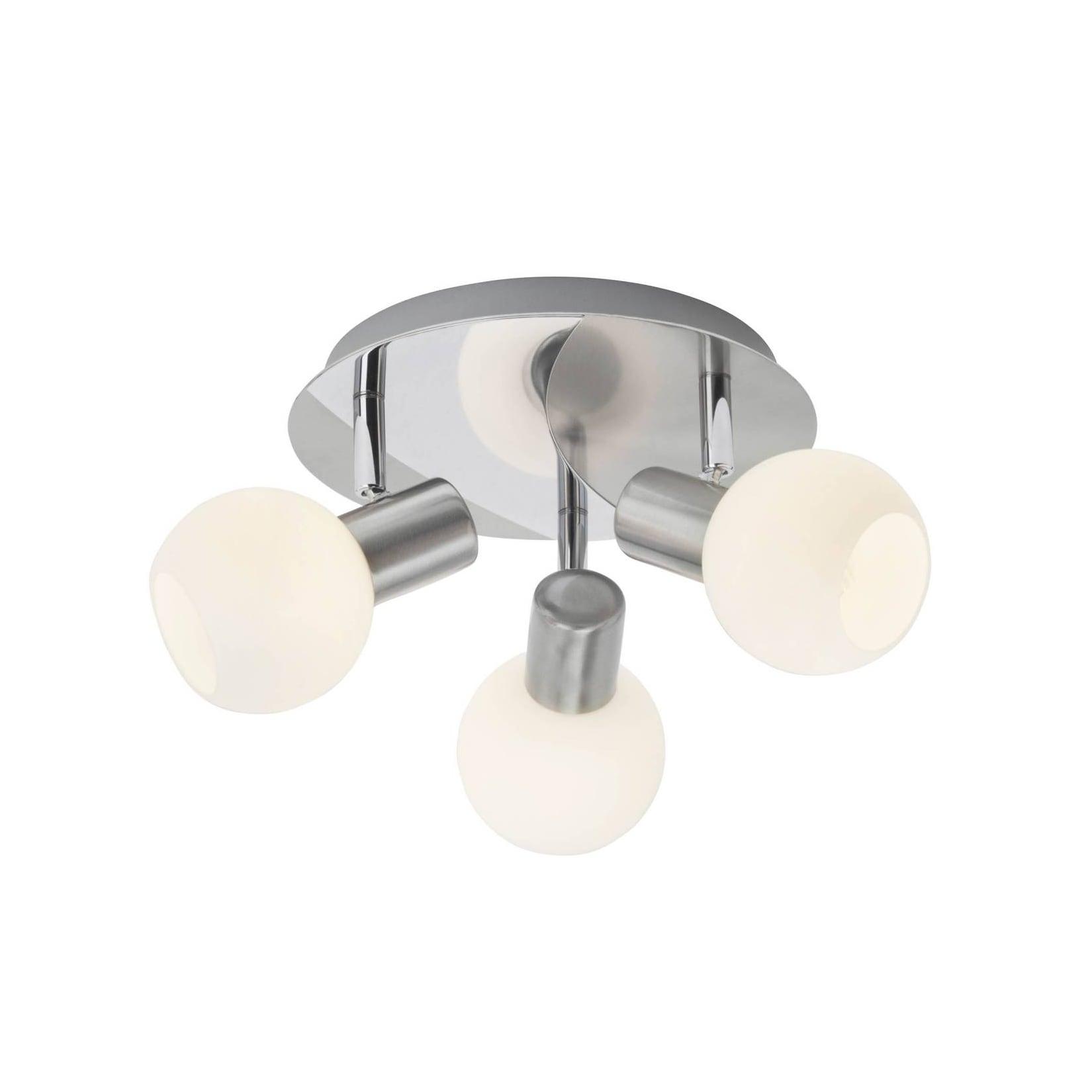 BRILLIANT Lampe Tiara Spotrondell 3flg eisen/weiß 3x D45 , E14 , 40W , geeignet für Tropfenlampen (nicht enthalten) Köpfe schwenkbar