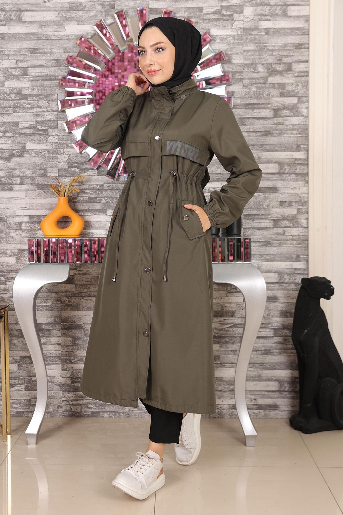 Tekst Detailed Capuchon Jasje Khaki