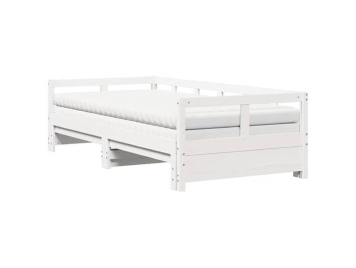 PUGYNBK Schlafsofa, 90 x 200 cm, Kiefernholz, Weiß 2 in 1, 2 Schaumstoffmatratzen, Lattenrost, stabile Beine, für Wohnzimmer oder Schlafzimmer