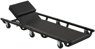 Costway 40 Inch Rolling Creeper Padded Mechanic Cart with Adjustable Backrest and Headrest-Black