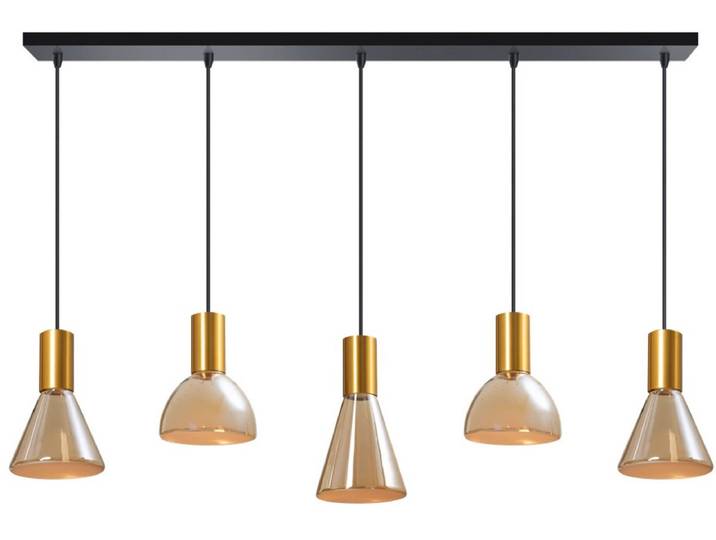 ETH Lisa Hanglamp zwart+brons 5xGU10 ex.bulb L120xW12xH2.5cm + 200cm kabel
