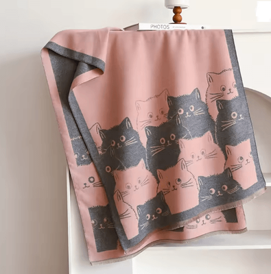Inspire Essentials Cute Cat Jacquard Pashmina Cashmere Scarf For Women Winter Blanket Shawl 6