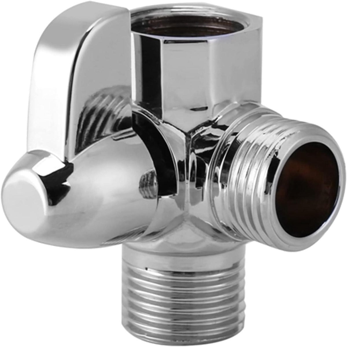 3-weg omschakelventiel G1/2 inch T-vormige doucheadapter met douchekopverlenging in chroom en messing