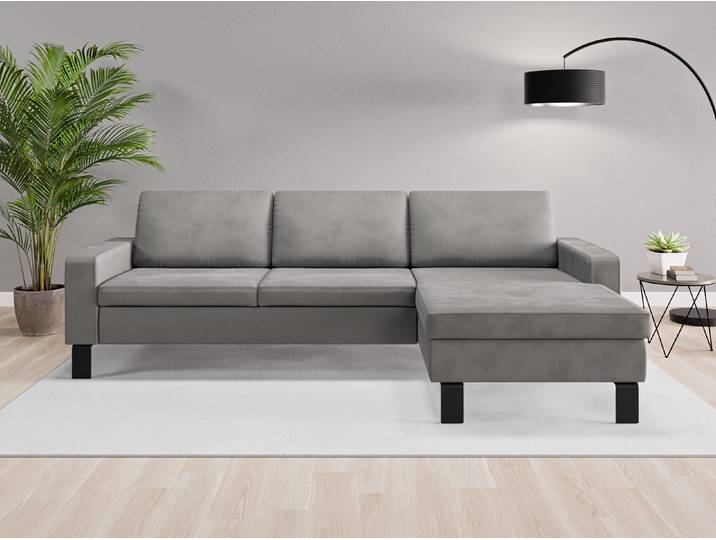 Ecksofa Rio Nr. 1 rechts - Grau (Stahlgrau) - Vintage Velours