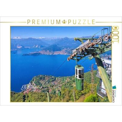 CALVENDO Puzzle Laveno und Seilbahn zum Sasso del Ferro | 1000 Teile Lege-Größe 64x48cm Foto-Puzzle für glückliche Stunden