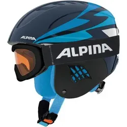 ALPINA Kinder Skihelm "Carat" mit Skibrille "Ruby S SH" Set, Größe 48 in Schwarz Schwarz