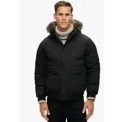 Superdry für Herren. M5011930A Kunstpelz-Bomberjacke Everest schwarz (S), Lässig, Recyceltes Polyester, Nachhaltig
