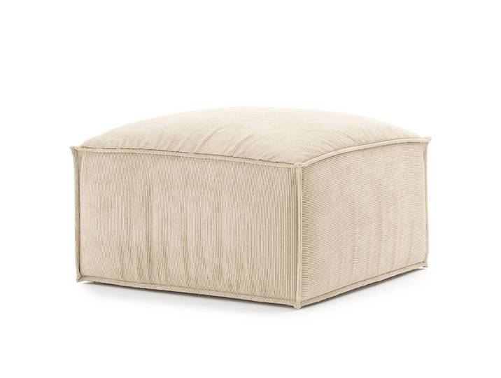 Repose-pieds capitonné Caborno 71 x 71 x 43cm Beige Velours côtelé Scota: Crème