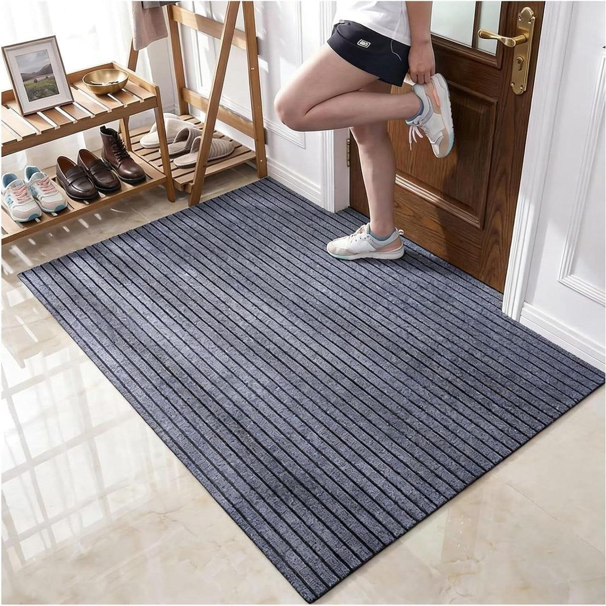 Grijs Deurmat Binnen - Schoonloopmat en Droogloopmat met Plat Profiel 6mm - 90 x 120 cm
