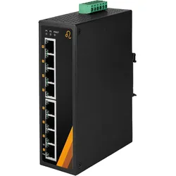 Exsys Switch 8Port Industrie Ethernet 8x10/100/1000Tx,12-36VDC (8 Ports), Netzwerk Switch, Grau
