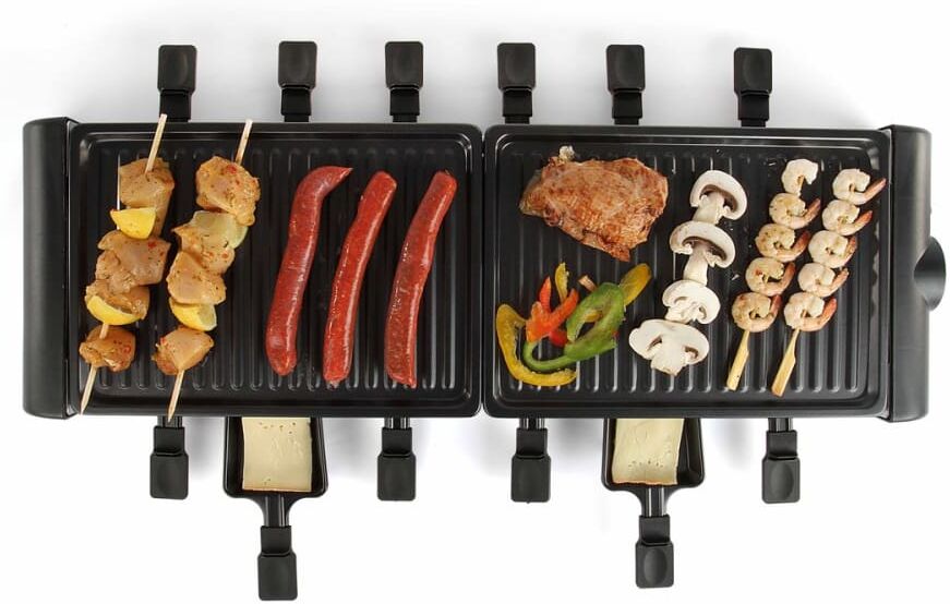 Livoo Appareil à raclette 12 personnes en métal noir Noir 77x11x24cm