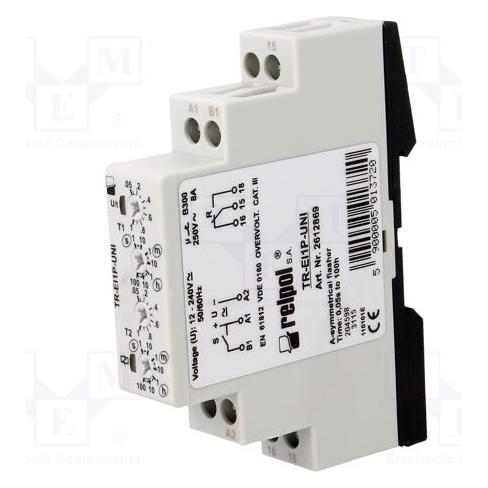 Relpol Zeitrelais TR-EI1P-UNI multifunktional 1P 8A 1sec - 100h 12 - 240V AC (2612869)