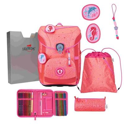 DerDieDas Schulranzen Set ErgoFlex Easy Superflash, Schulranzen Set, 5tlg, Coral Reef