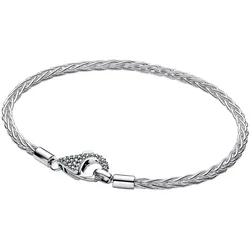 Pandora 594462C01 Damenarmband Silber Fuchsschwanz mit Pavé-Verschluss, 21 cm