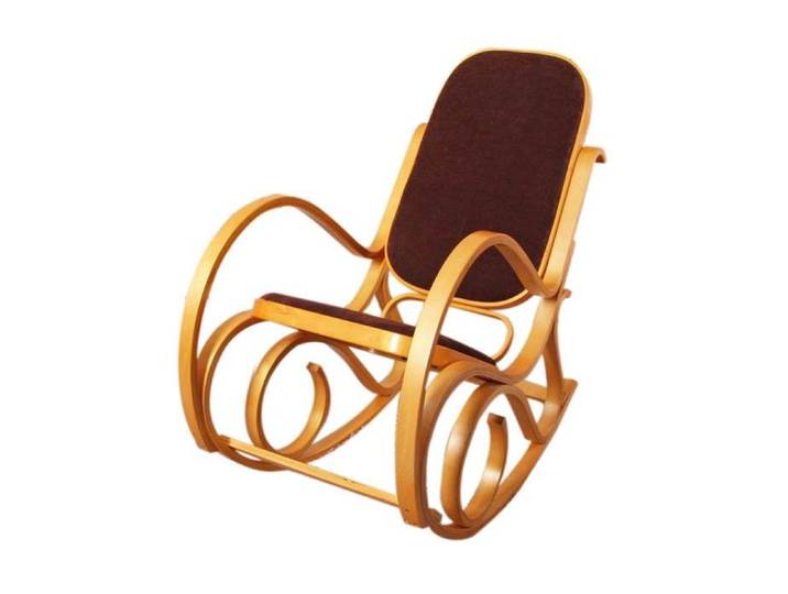 Rocking-chair fauteuil à bascule M41 ~ imitation chêne tissu marron