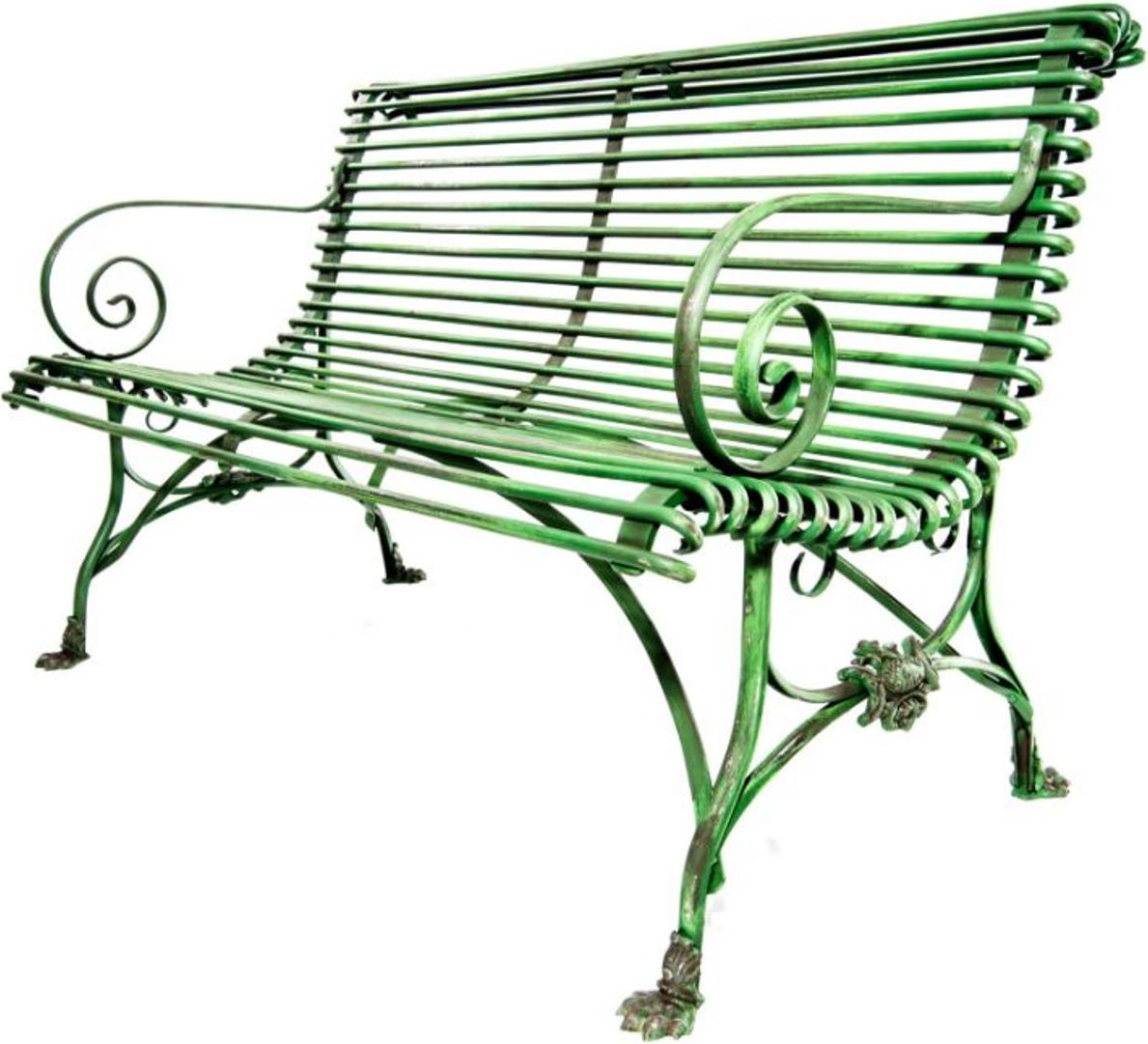 Casa Padrino Schmiedeeisen 2er Gartenbank - Gartenbank mit Klauenbeine