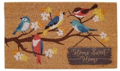 IH Casa Decor Coir Mat With Rubber Accent Birds With Home Sweet Home Accent