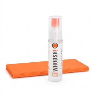 Whoosh Bildschirmreiniger Go Screen Wash Kit, Set 2-teilig, mit 15 x 15 cm Mikrofasertuch und Spray ohne Alkohol 30 ml