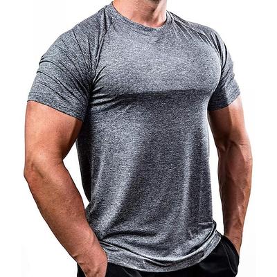 Modisches Muskel-T-Shirt für Herren, Fitnessstudio, Training, Kurzarm, athletisches Bodybuilding-Stretch-T-Shirt, schwarz