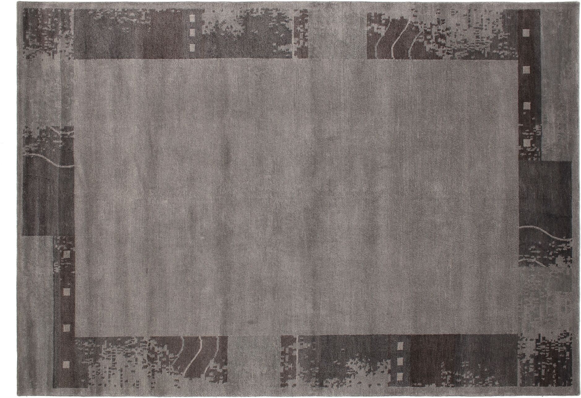 Teppich OCI DIE TEPPICHMARKE "AWARD ULKA", grau (grau, dunkelgrau, anthrazit), B:120cm H:10mm L:180cm, Obermaterial: 50% Schurwolle, 50% Viskose, Teppiche, Teppich, handgeknüpft, echter Design Teppich aus Nepal. 100% Naturfaser grau, dunkelgrau, anthrazit