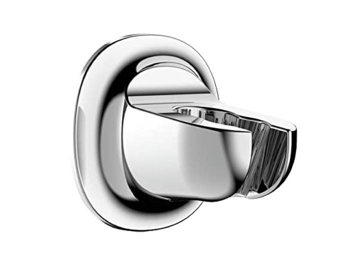WENKO Support pour pomme de douche Libertà\, support mural pour douchette à fixation facile sans percer avec tampon adhésif\, en plastique solide (ABS)\, amovible sans laisser de trace\, Ø 7 cm\, chrome