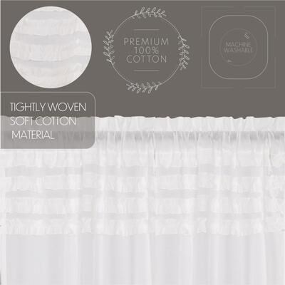 VHC Brands White Ruffled Sheer Petticoat Valance 16x72 - Valance 16x72