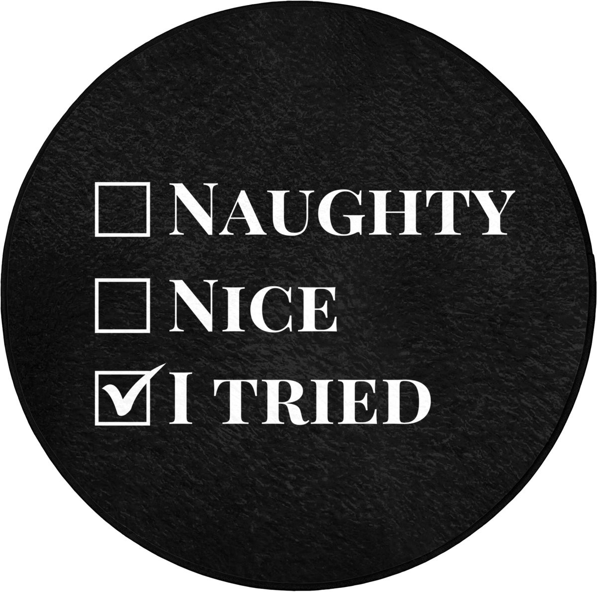 OnlyWow Ronde Badmat met Kerstquote - Antislip - Zwart/Wit - Diameter: 70 cm