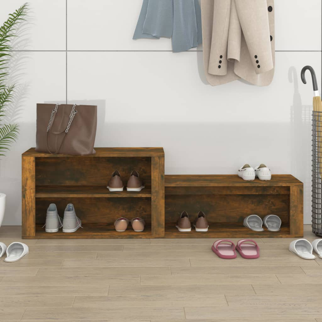 17 Stories 9 Pair Shoe Rack Smoked Oak 9