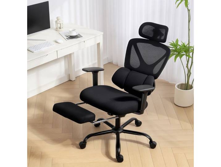Chaise bureau ergonomique fauteuil de bureau avec soutien lombaire dynamique adaptatif 73x75x120-128cm noir