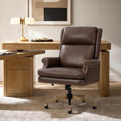 HULALA HOME Eulalia Genuine Leather Office Chair