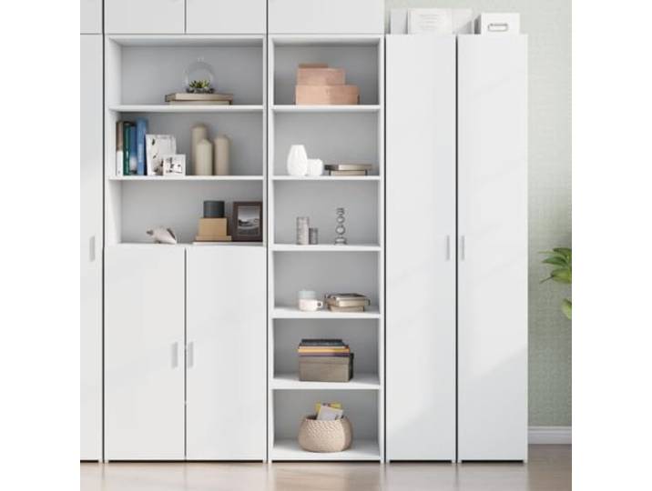 Jkghdrt Highboard Weiß 50x41x185 cm aus Holzwerkstoff mit Stauraum Stabiler Holzwerkstoff, glatte Oberfläche, viel Stauraum, zeitloses Design, mit Wandhalterung