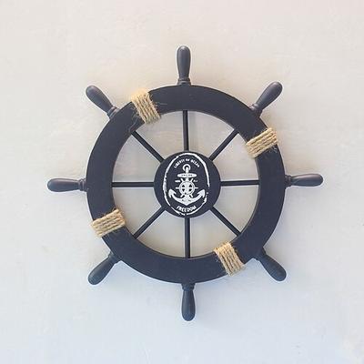 Strand Holzboot Schiff Lenkrad Wandakzent Wandbehang Türbehang Ornament Wanddekor Heimdekoration 28 28cm