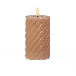 LED Kerze Twist Echtwachs gedreht flackernd H: 15cm Timer altrosa