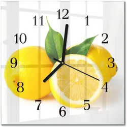 WANDUHR aus Glas 30x30 cm - Zitronen