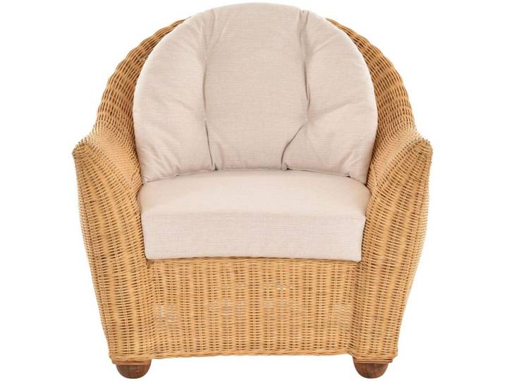 Krines Home Loungesessel Wohnzimmer Rattansessel Nassau Korbsessel Wintergarten Lounge Sessel, abgerundete Rückseite