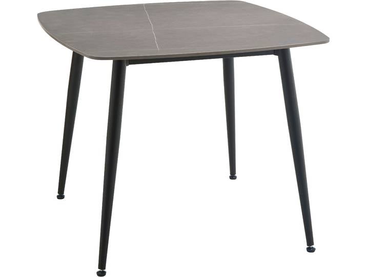 Esstisch GOODPRODUCT Nora , grau (grau, schwarz, grau), B:90cm H:74cm T:90cm, Tische, Esstisch, organisch-quadratischer Tisch 90x90cm in Sinterstein-Keramikoptik