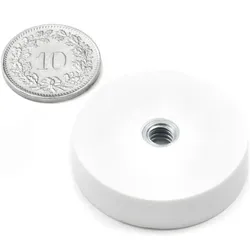 5x Supermagnete, Magnet, Magnetsystem rund gummiert mit Innengewinde (2x)