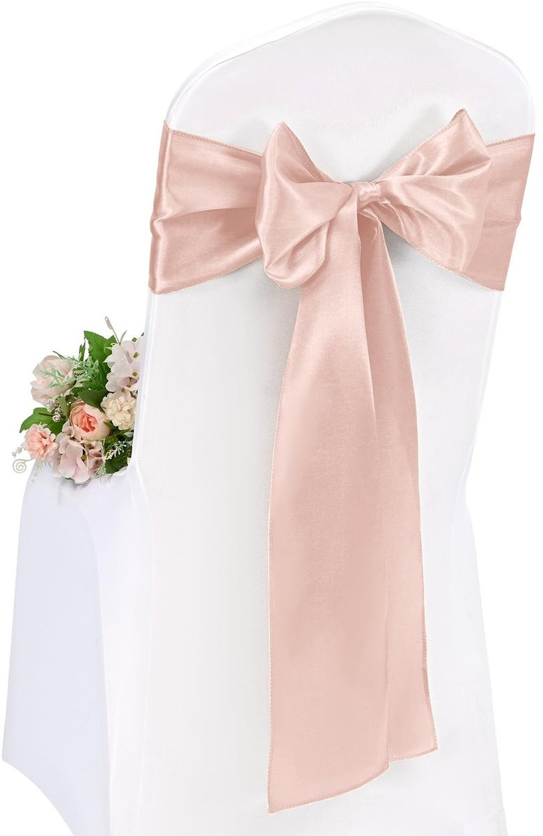 50 Stuks Roze Gouden Stoelhoes Riemen voor Feestdecoratie