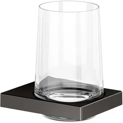 KEUCO EDITION 11 Glashalter, Echt-Kristallglas, 11150359000, Farbe: Titanschwarz gebürstet